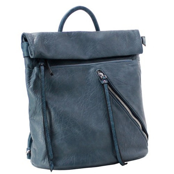 FANTASTIC DENIM BLUE LEATHER BACKPACK/BOOK BAG